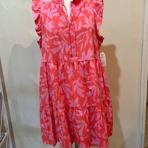 Time and Tru Vibrant Pink and Red Dress - L (12-14)